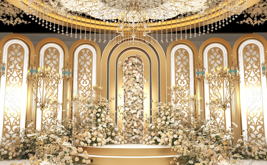 丽江香槟色调婚礼堂效果展示